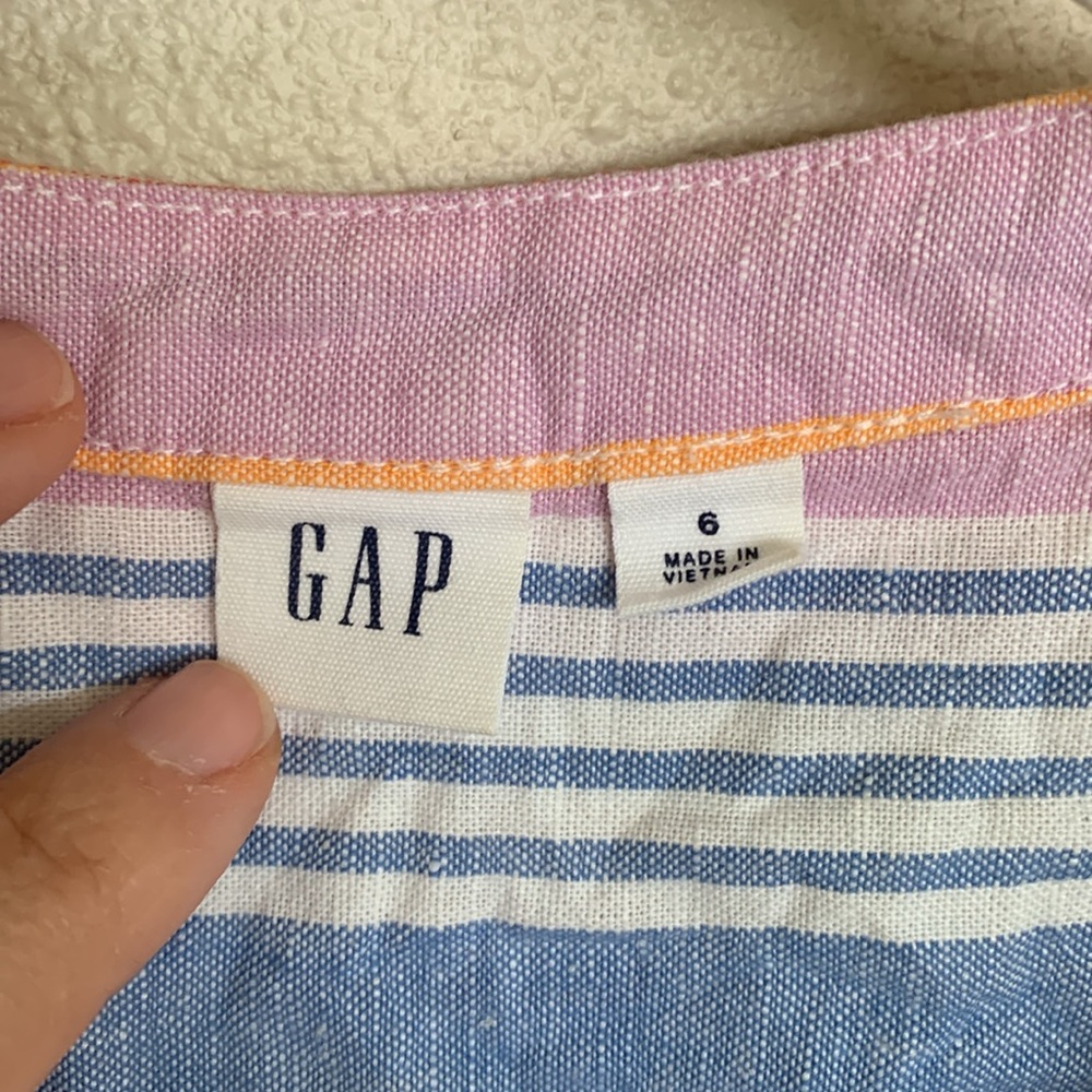 GAP Striped Midi Shirtdress in Linen-Cotton Size 6 - Picture 5 of 6